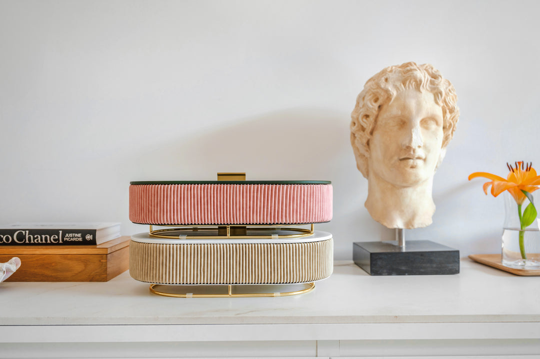 Ava Mirror Jewelry Box - Olive