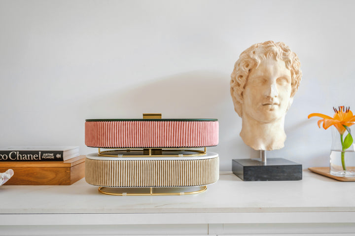 Ava Mirror Jewelry Box - Olive